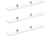 Clear Shelves 3 Pack 24 Inch Acrylic Wall Shelves