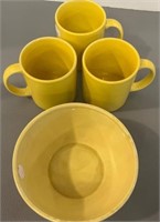 Vintage GHC England Yellow Ceramic Mugsand bowl