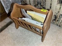 MAGAZINE RACK WITH CONTENTS