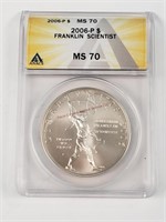 2006-P Franklin Scientist Silver Dollar - MS70