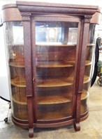 Antique Curved Glass Curio Cabinet