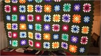 Vintage Crochet Squares Blanket Pooh 48x90”