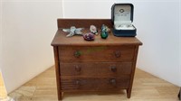 Lot includes a handmade tiny dresser made in