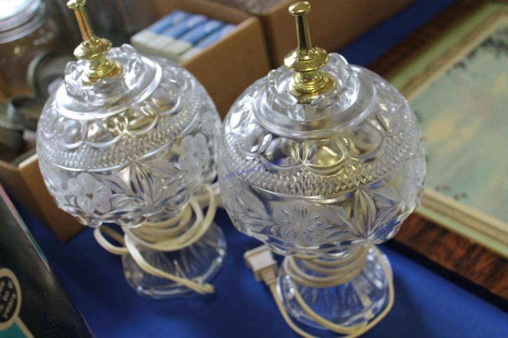 Pair of Small Glass Lamps