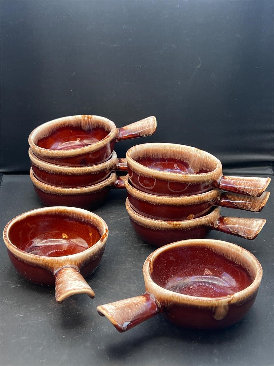 Vintage McCoy chili bowls brown glaze pottery