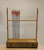 Archery Bow & Arrow Rack - Wood Wall Mount