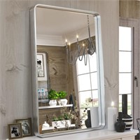 TETOTE 24x36 Inch Vanity Mirror, Silver Trimmed