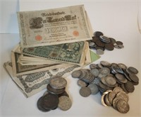 Large lot of Foreign Coins and Paper Notes