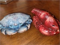 Ceramic Lobster & Crab salt and pepper shakers