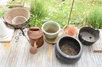 FLOWER POTS AND WATERING CAN
