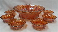 Imperial Carnival Glass Heavy Grape 6pc. Berry Set