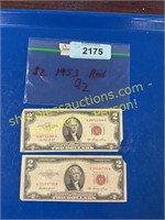 2-1953 Red $2 bills