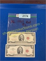 2- 1963 red $2 bills