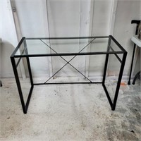 Bklack Metal Frame Glass Top Desk