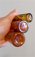 3 vintage amber cylinder Apothecary bottles