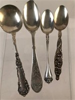 Lot of 4 Wonderful Sterling Silver Spoons Var. Pat