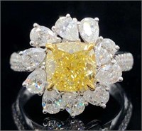 2.3ct Natural Yellow Diamond 18Kt Gold Ring