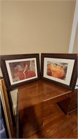 25x22in pair vintage frames w/pictures