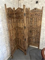 Carved wood 4 panel screen