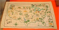 VINTAGE EMBROIDERED UNITED STATES MAP