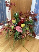 Faux fruit and flower centerpiece