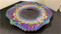 Iridescent ruby glass cookie tray. 15 inches