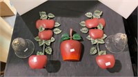 Two wall mount candleholders shaped like apples