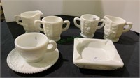 West Moreland milk glass lot - two pairs of