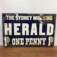 Early & Original Sydney Morning Herald Enamel Sign