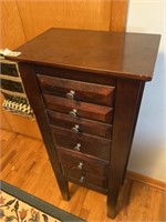 Jewelry stand with 5 drawers and opened sides