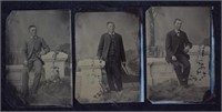 3 pcs. Antique Tin Type Photos - Three Brothers