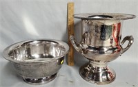 2 Pc Silverplate Trophy Lot: Ice Bucket & Bowl