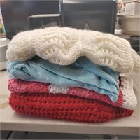 Crocheted afgans and Chenille Blanket lot