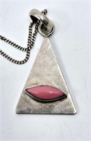 Sterling Silver 925 Chain and Pendant pink stone