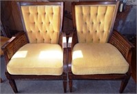 (2) Vintage Matching Caned Upholstered Chairs