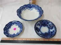 (3) Pcs. of Flow Blue, all marked