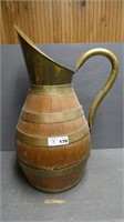 24" Wood & Brass Decorative Pitcher Planter