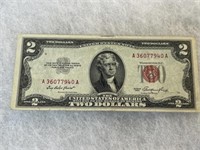 Red Labeled 2 Dollar Bill