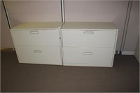 Two lateral legal sized double drawer file cabinet