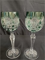 Pair of Bohemian Val St. Lambert crystal glasses