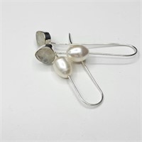 $200 Silver Moonstone F.W. Pearl Earrings