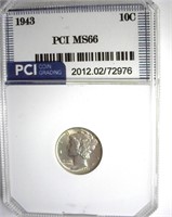 1943 Dime PCI MS66