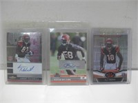 Three Signed NFL Football Cards No COA