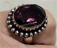 Sterling & Amethyst Ladies Ring Sz 7