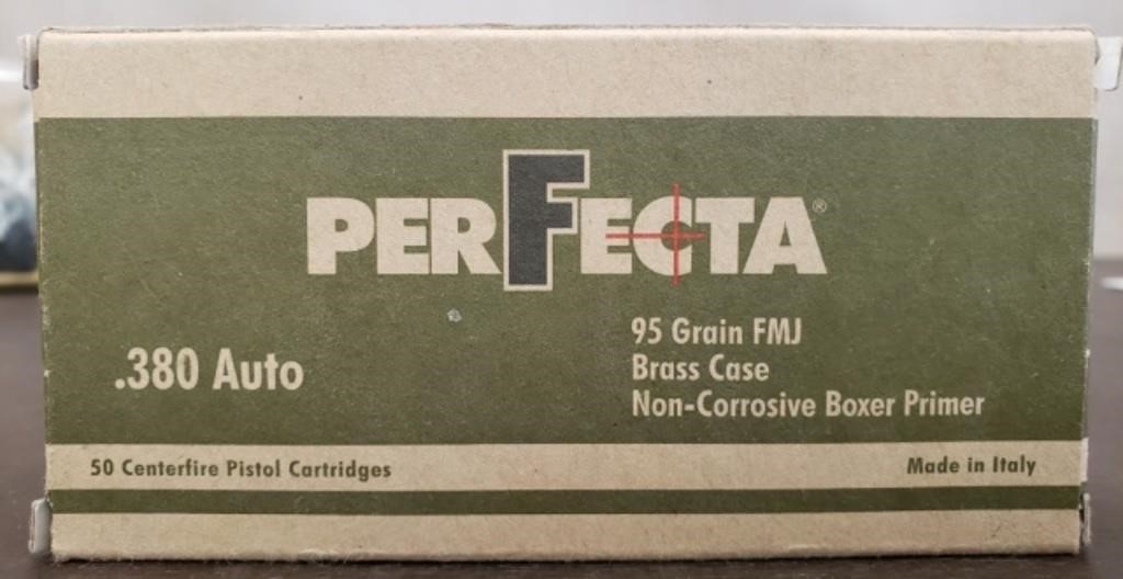 45 Rounds Perfecta 380 Auto 95 Grain FMJ Bullets