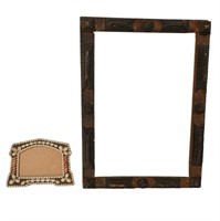 Tramp Art Picture Frame & Small Sea Shell Photo Fr