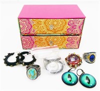 Paper Trinket Box with Costume Jewelry