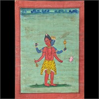 Indian Pahari School Miniature Painting Of Shiva A