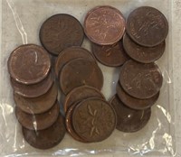 (BAG OF 19) CANADA CENTS (1948 - 1984)