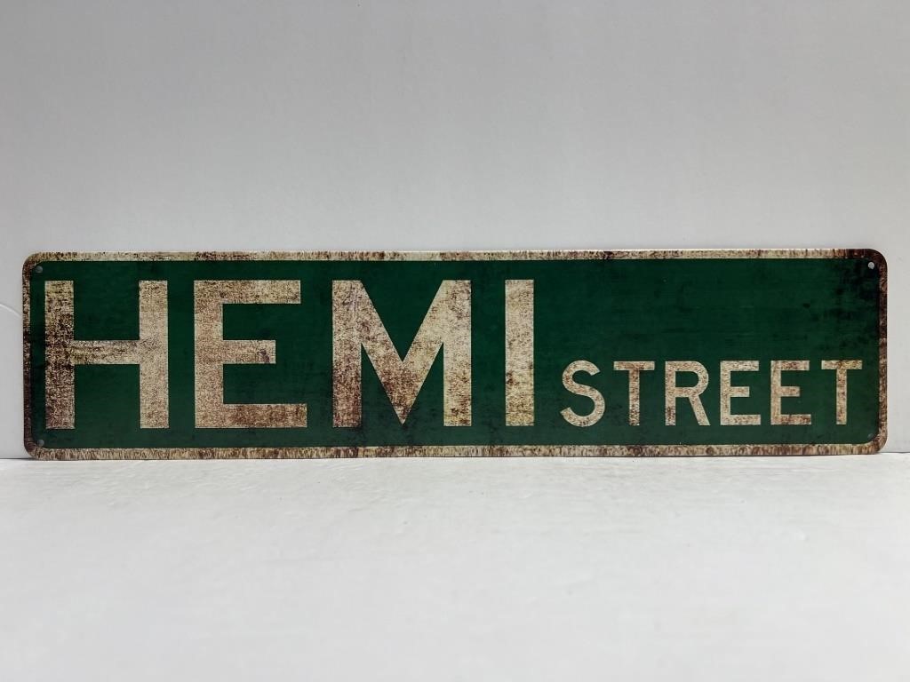 Hemi Street Metal Sign about 4" x 16"
